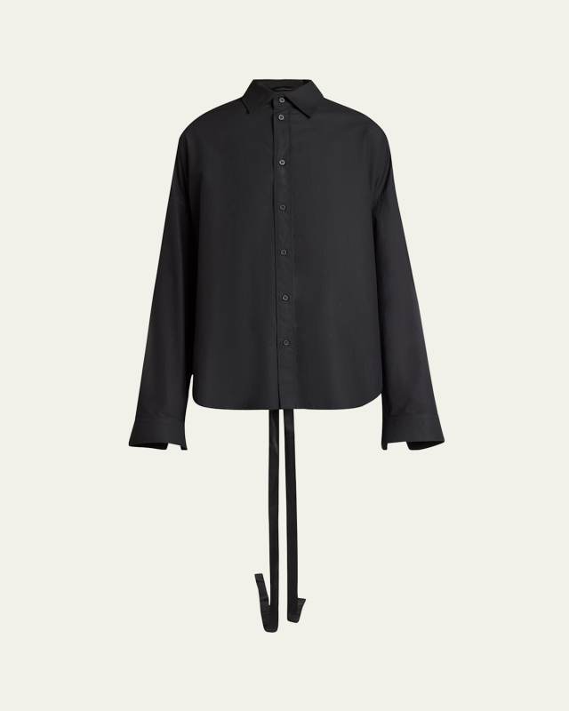 Lace-Up Button-Down Shirt